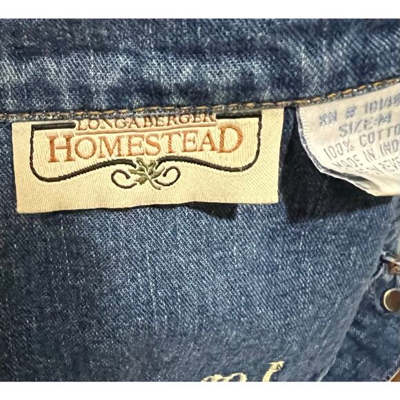 Longaberger Homestead Jean Denim Jacket Embroidered Floral Basket Women’s Sz M - Picture 7 of 8